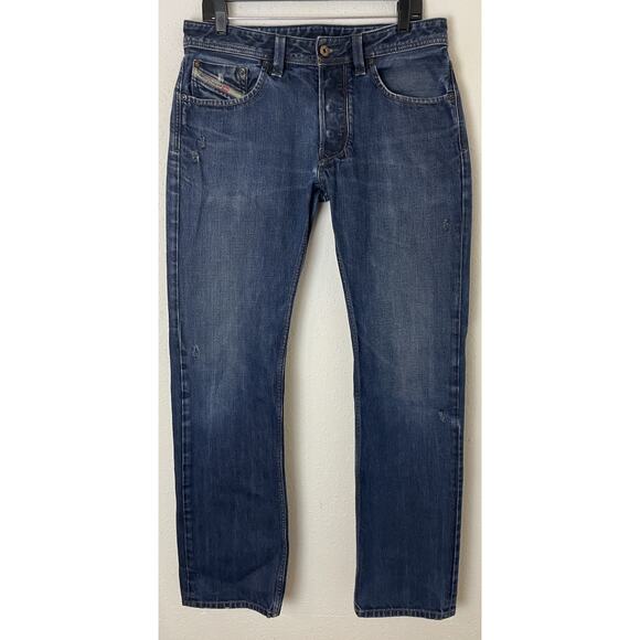 Diesel Mens Jeans Regular Straight Leg Blue Wash 100% Cotton Larkee W32 L32